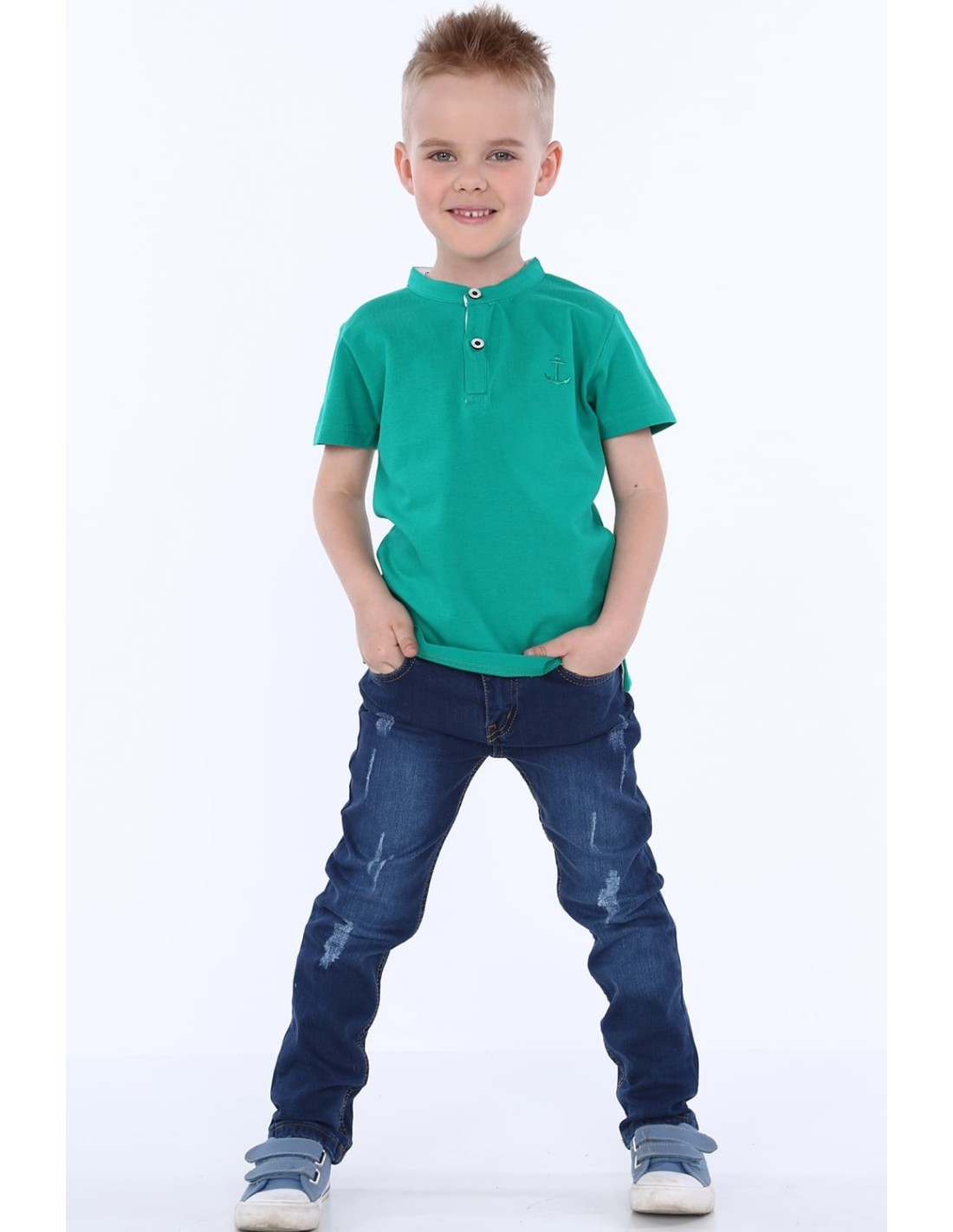 Boy\'s T-shirt with green buttons NDZ4471 - Online store - Boutique